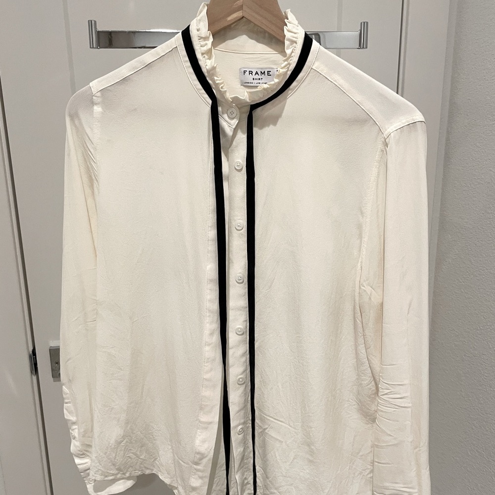 Frame White 100% silk shirt set